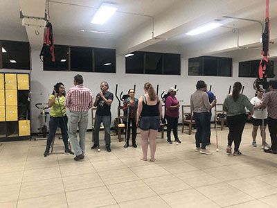 Students prcaticing self defense methods